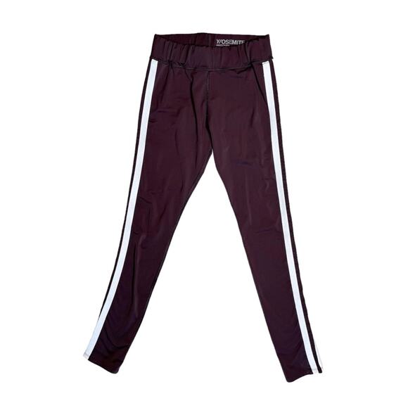 JAMES PERSE Y/OSEMITE Brown White Double Side Stripe Performance Leggings Womens - Picture 2 of 11